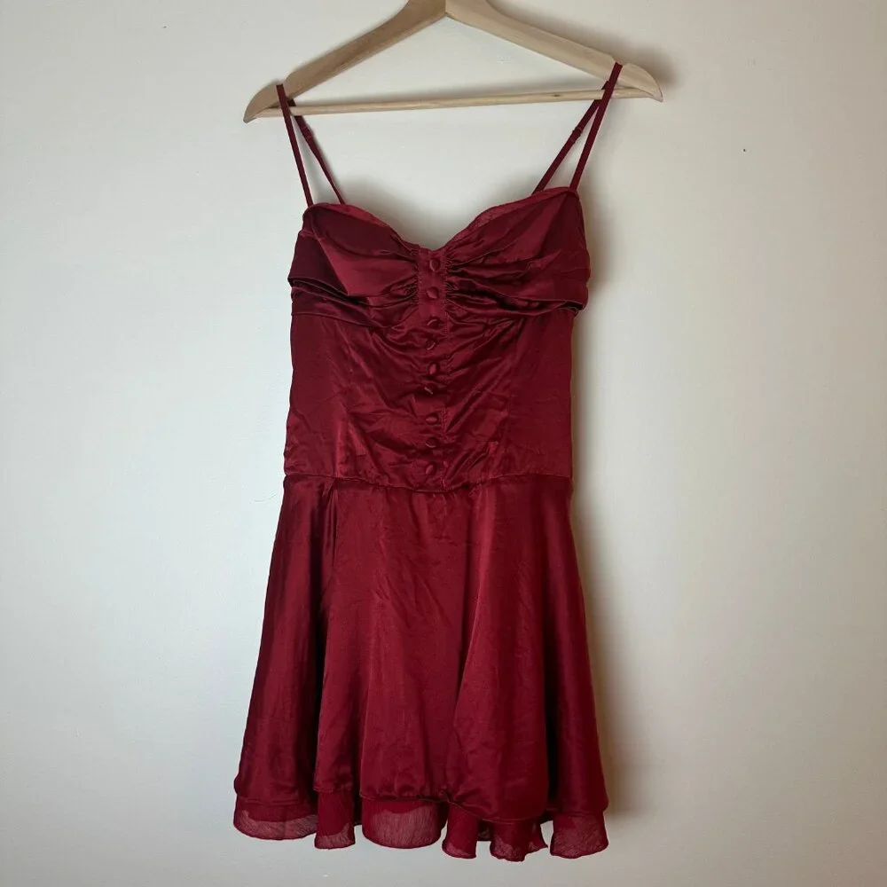 Reformation Ursula Red Silk Dress - Picture 4 of 10